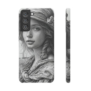 Serene Sketch Portrait | Slim Phone Case for Samsung