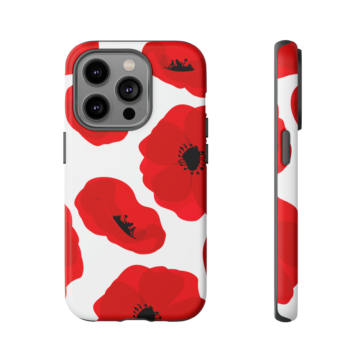 Red poppies on white iPhone case (Protective) - Protective Phone Case