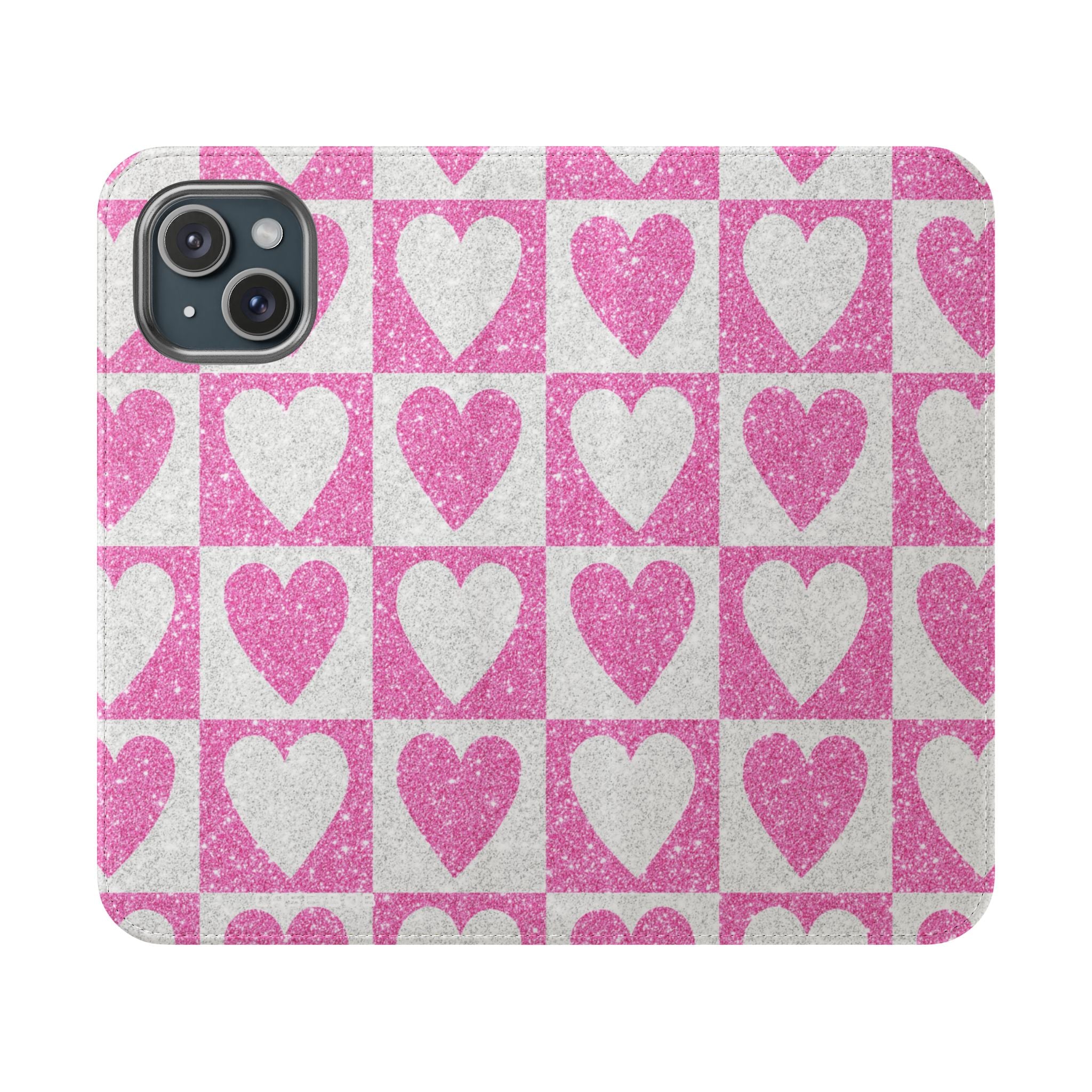 Glitter Heartgrid - iPhone 15 Case - Wallet