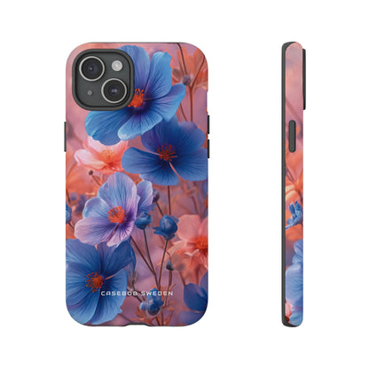 Harmonious Blooming Blues and Pinks iPhone 15 - Tough Phone Case