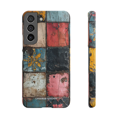 Rustic Red-Yellow Vintage Tiles - Slim Samsung S22 Phone Case