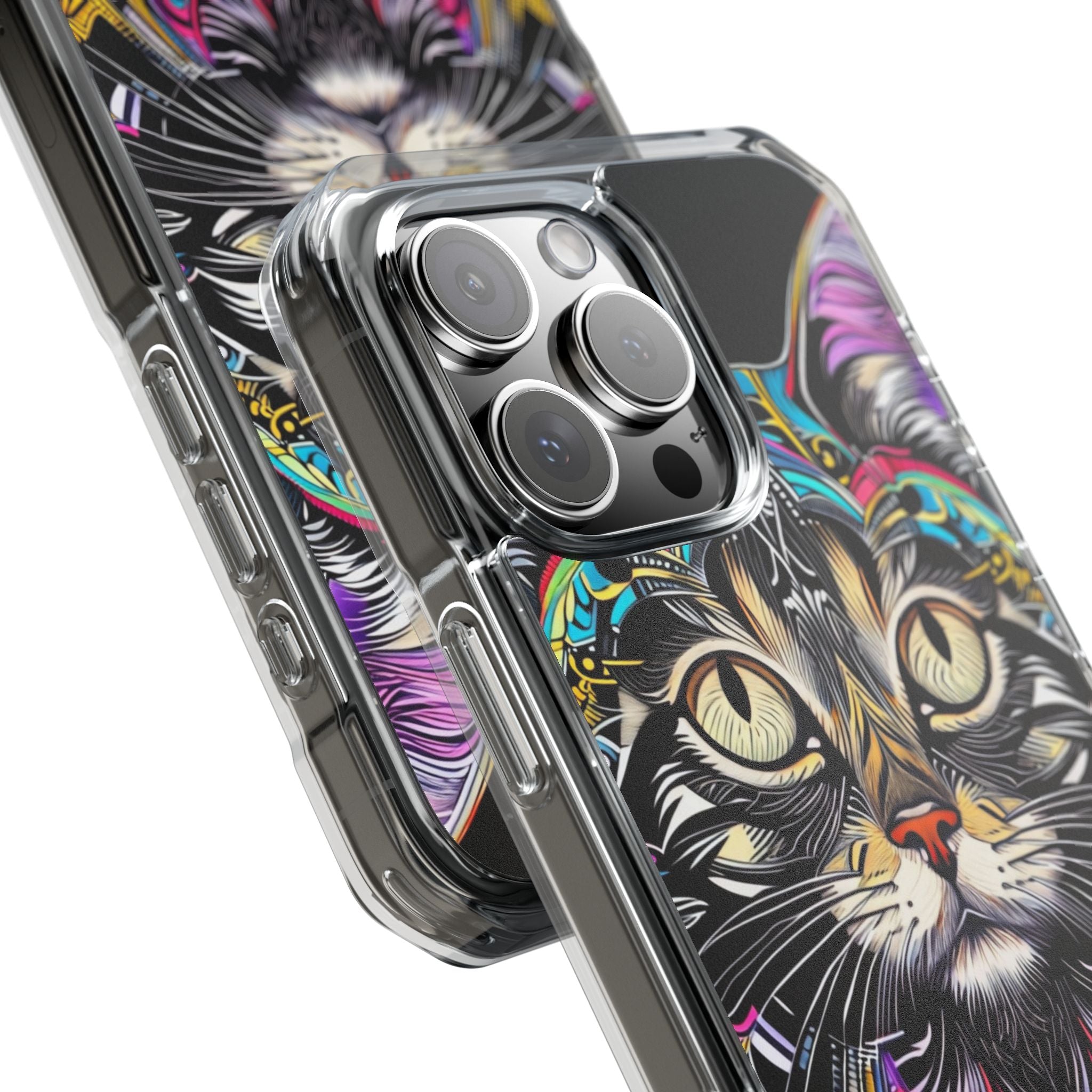Psychedelic Cat Mirage iPhone Case - Impact