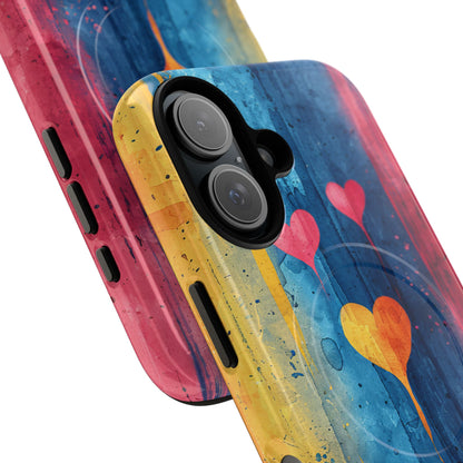 Hearts Watercolor Art - Tough + MagSafe® iPhone 16 Phone Case