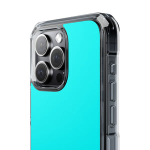 Cyan-Blau | Handyhülle für iPhone (Clear Impact Case – magnetisch) 