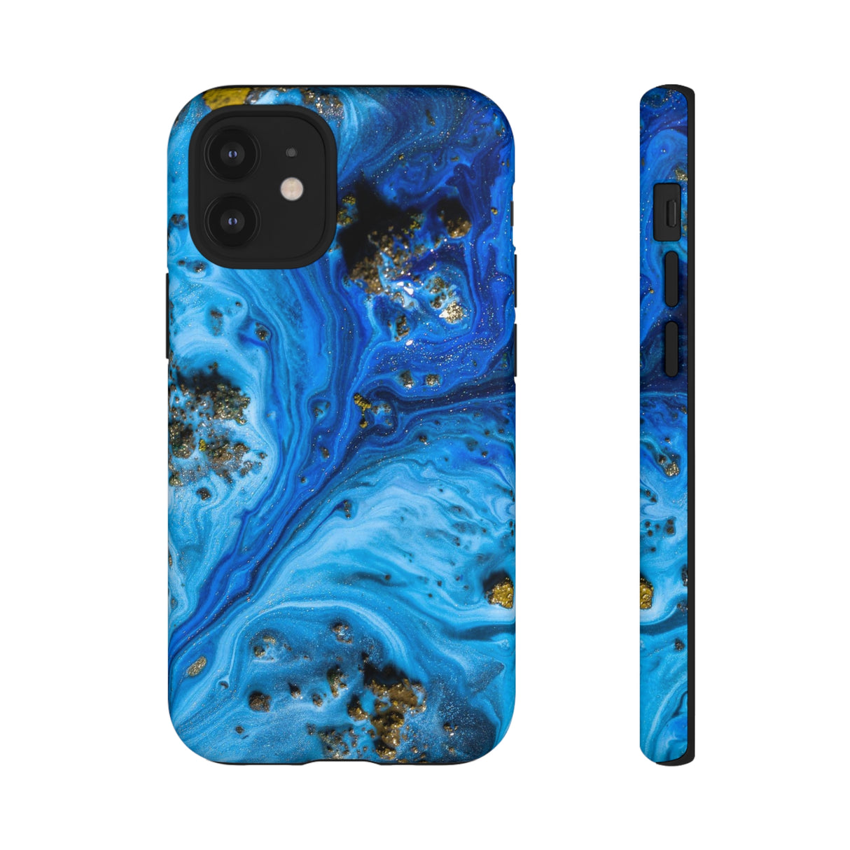 Blue Ice Melt Ink Art iPhone Case (Protective) iPhone 12 Mini Matte Phone Case