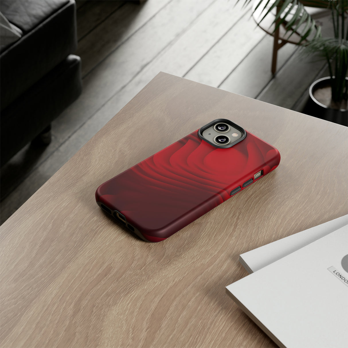 Red Center Waves - Protective Phone Case