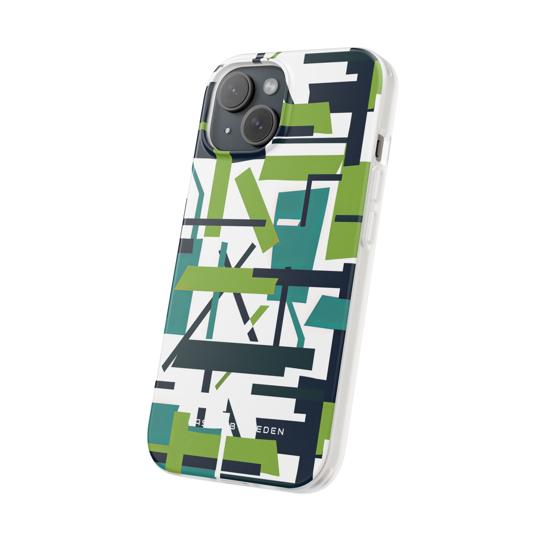 Green Geometry Glide iPhone 15 - Flexi Phone Case