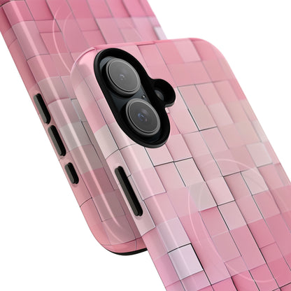 iPhone 16 Tough+ Handyhülle mit Mosaik-Muster in Rosa