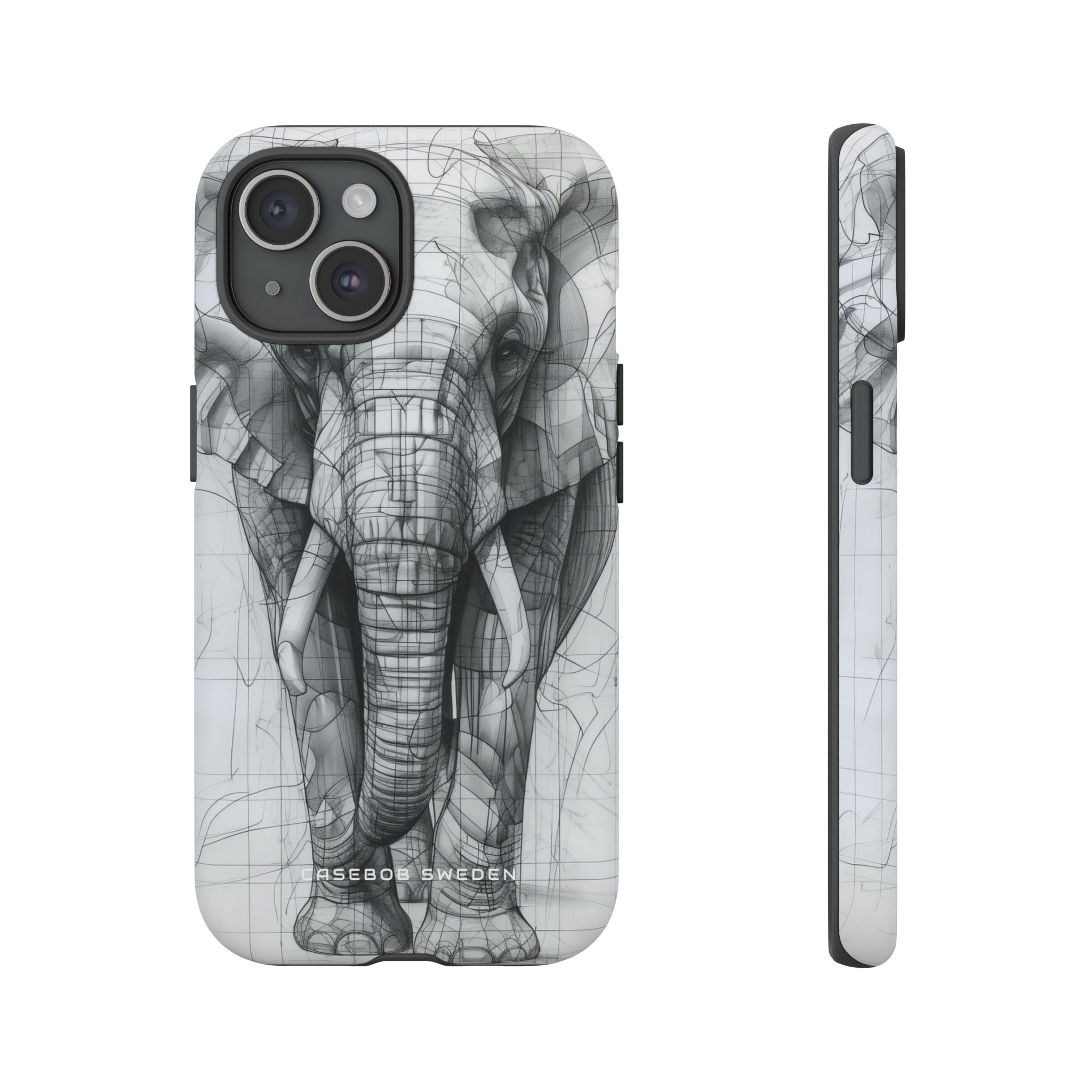 Elephant Line Geometry iPhone 15 - Tough Phone Case