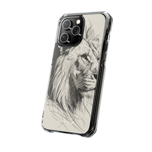 Majestätischer Linienlöwe – Handyhülle für iPhone (Clear Impact – Magnetisch)