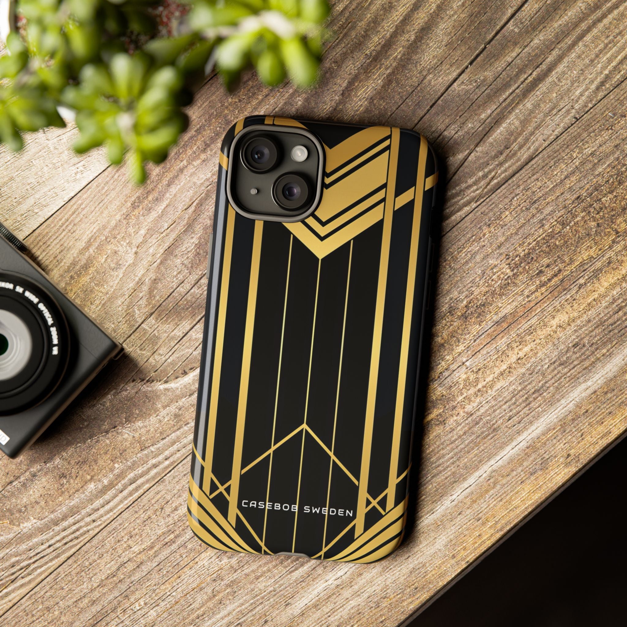 "Golden Art Deco Symmetry in Geometric Elegance" iPhone 15 - Tough Phone Case