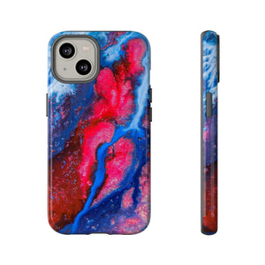 Red n Blue Ink Art iPhone Case (Protective) iPhone 14 Glossy Phone Case