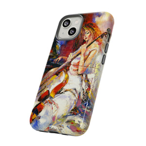 Oil panting - Girl playing Violoncello - Protective Phone Case