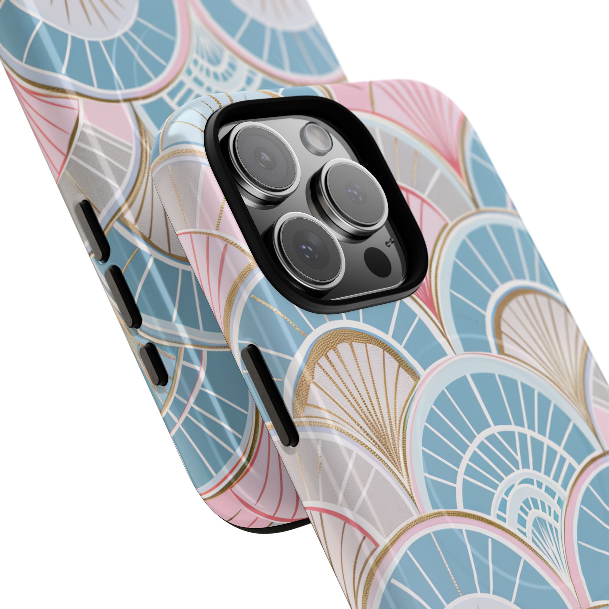 Art Deco Pastel Fan Pattern - Tough + MagSafe® iPhone 16 Phone Case