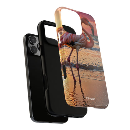 Sunset Flamingo Stand - iPhone Case