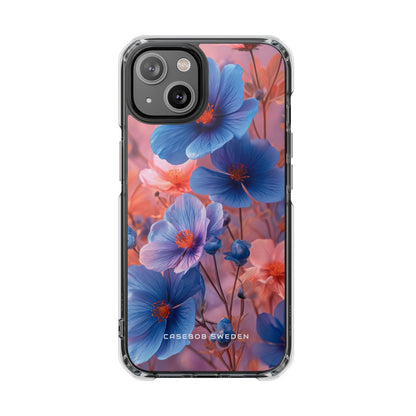 Harmonious Blooming Blues and Pinks iPhone 14 - Clear Impact Phone Case