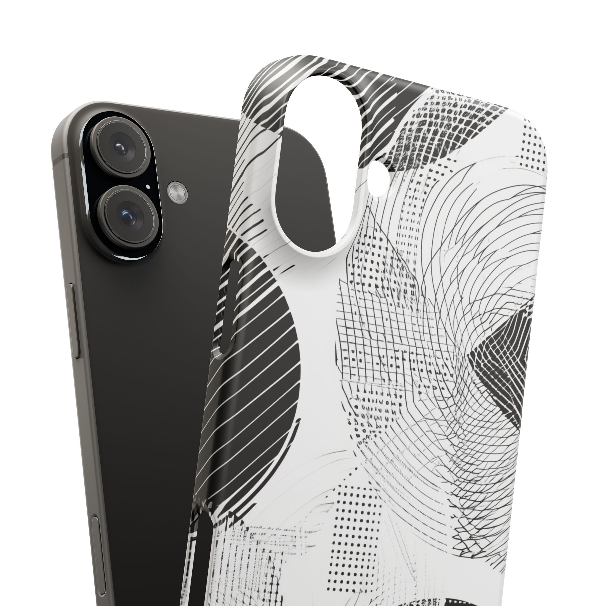 Geometric Monochrome Flow iPhone 16 - Slim Phone Case