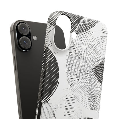 Geometric Monochrome Flow iPhone 16 - Slim Phone Case