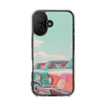 Vintage Turquoise Cars - Clear Impact iPhone 16 Phone Case