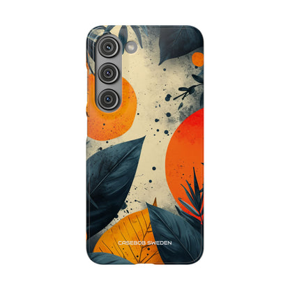 Tropical Blue Leaves - Slim Samsung S23 Phone Case