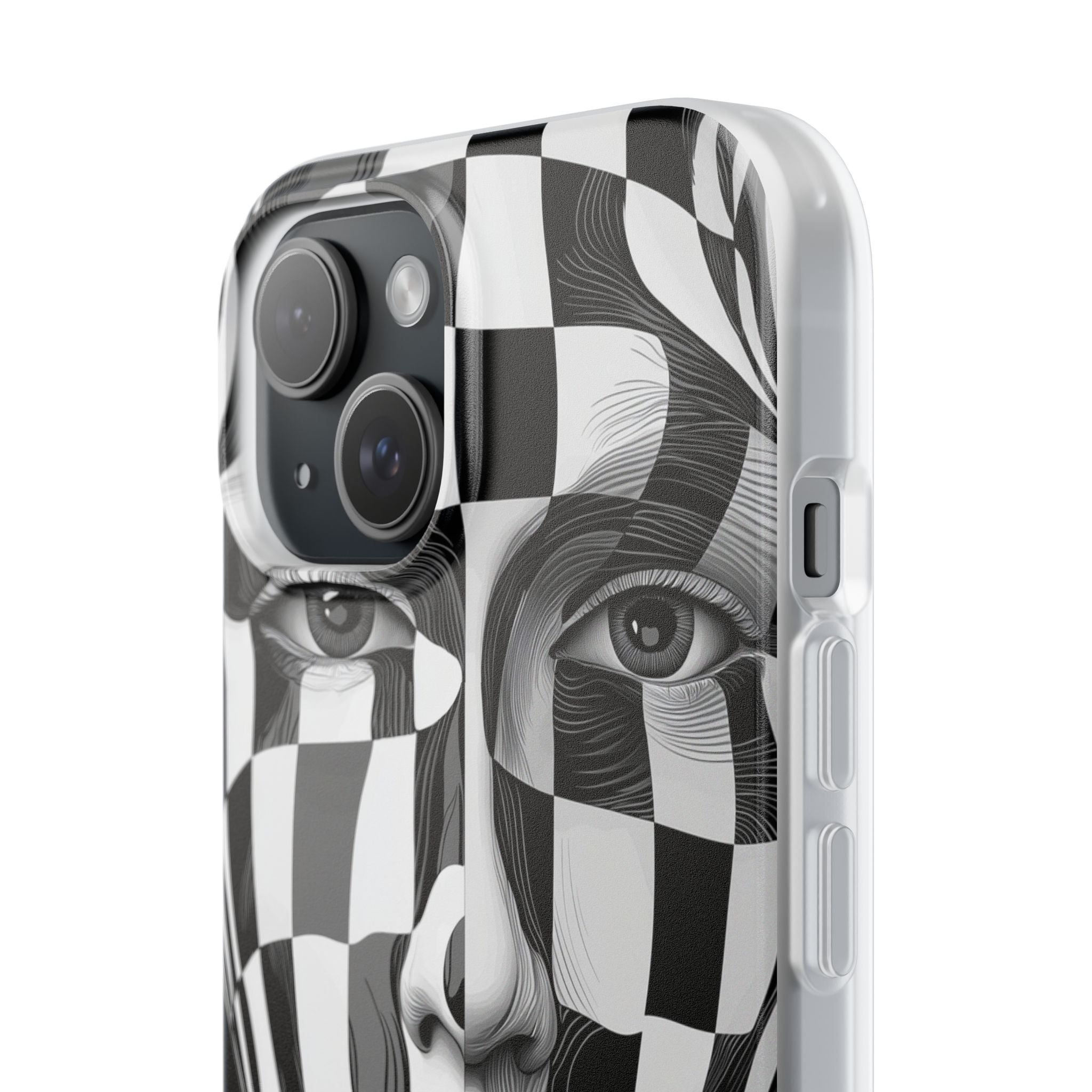 Checkered Face iPhone 15 Case - Soft