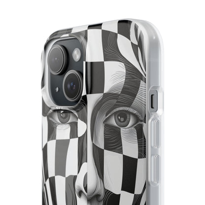 Checkered Face iPhone 15 Case - Soft