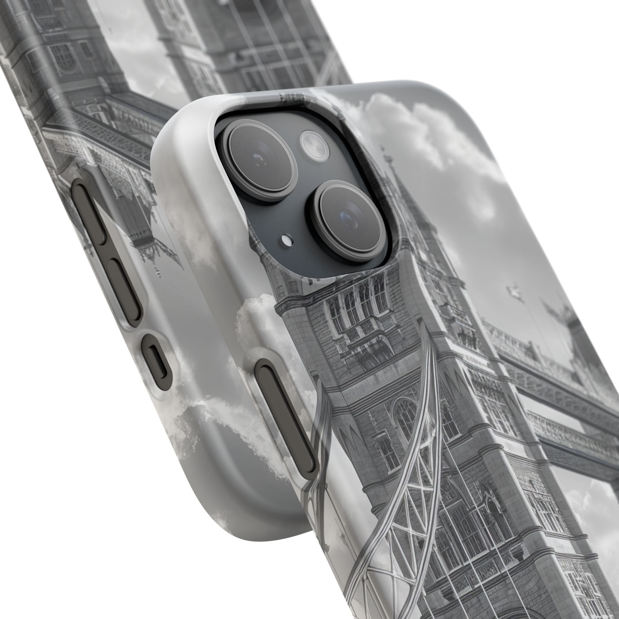 Tower Bridge Monochrome Architecture Study iPhone 15 - Slim Phone Case