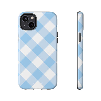 Soft Blue Gingham Elegance - iPhone Case