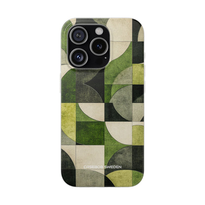 Green Geometric Harmony - Flexi iPhone 15 Phone Case