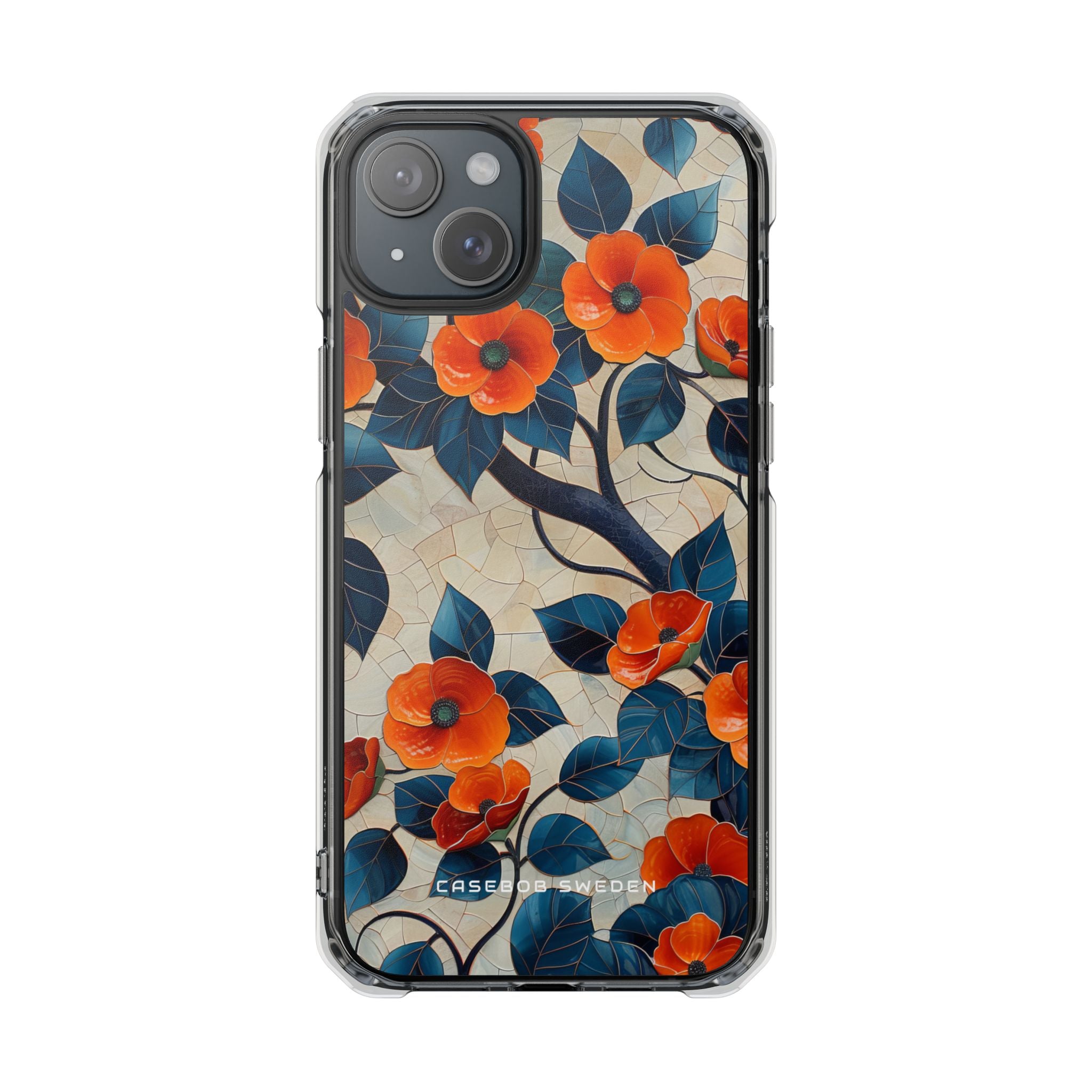 Orange Blossoms Mosaic Harmony iPhone 15 - Clear Impact Phone Case