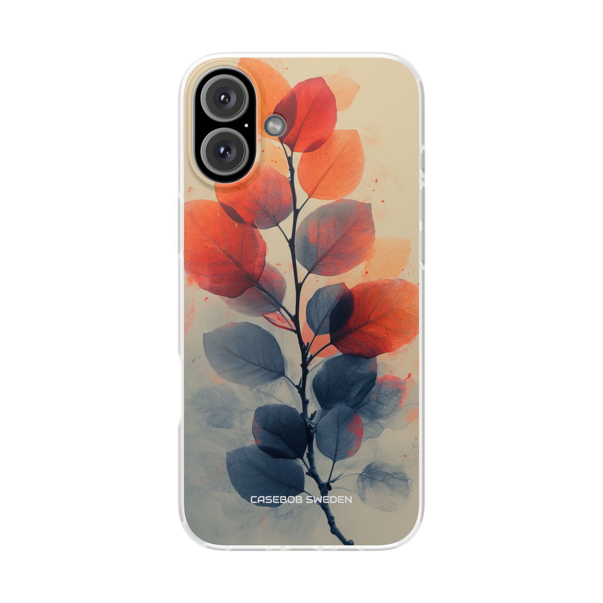 Orange Gray Leaves - Flexi iPhone 16 Phone Case