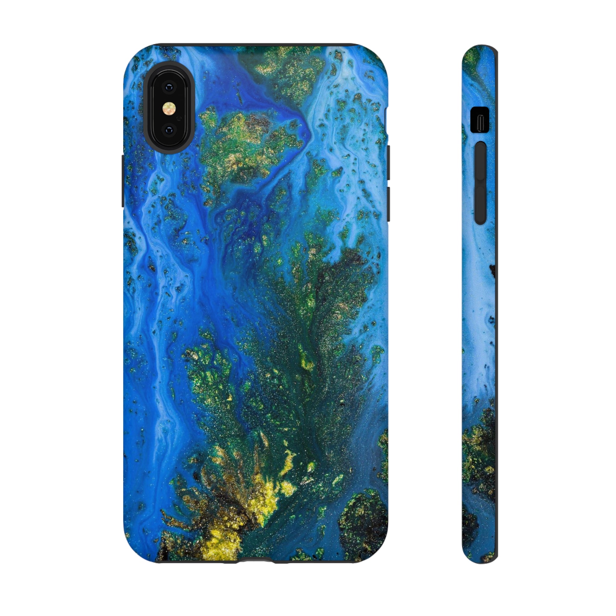 Blue Globe Ink Art iPhone Case (Protective) iPhone XS MAX Matte Phone Case