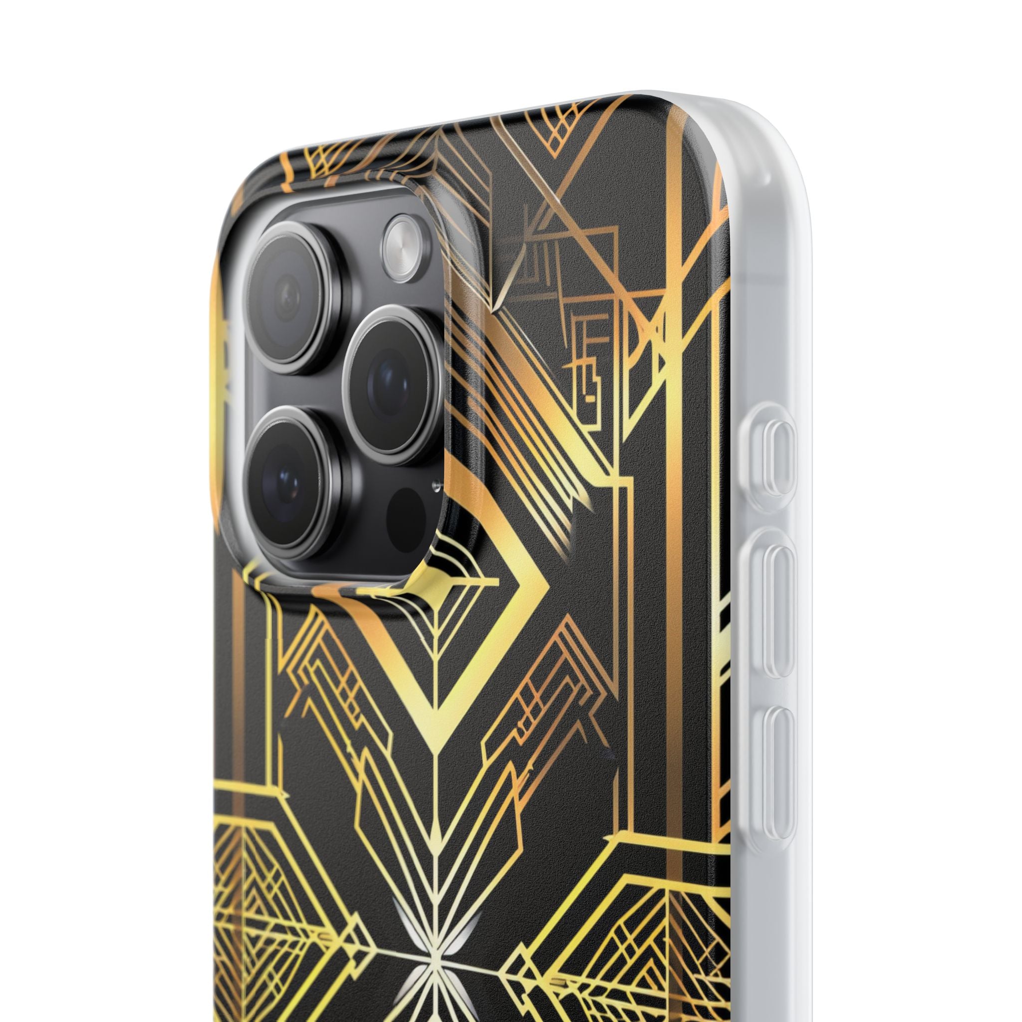 Golden Geometric Opulence iPhone 15 - Flexi Phone Case