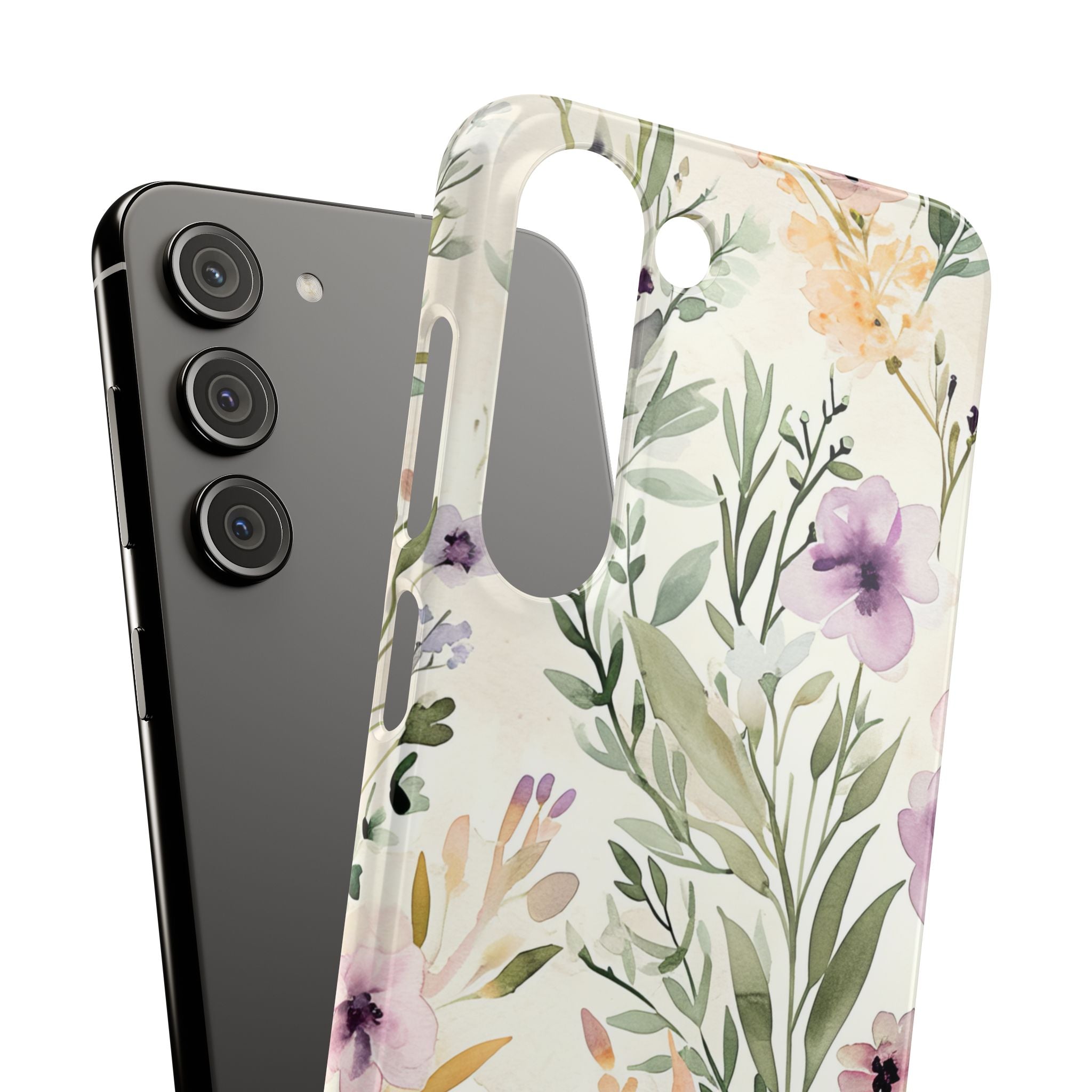 Soft Green Lavender Floral Pattern - Slim Samsung S23 Phone Case