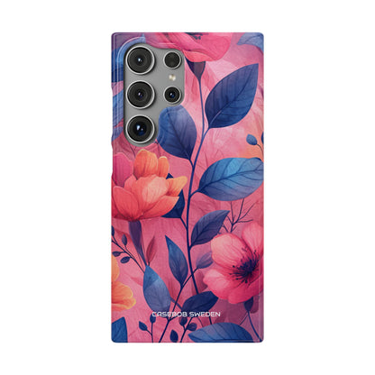 Pink Blue Floral - Slim Samsung S24 Phone Case