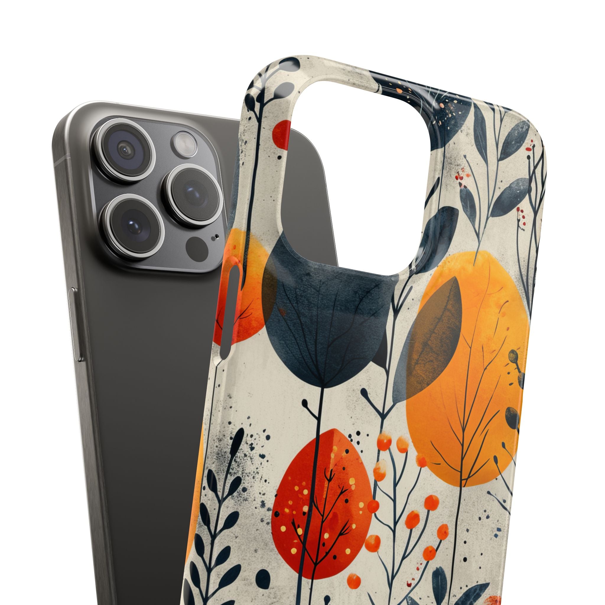 Modern Autumn Leaf Pattern - Slim iPhone 15 Phone Case