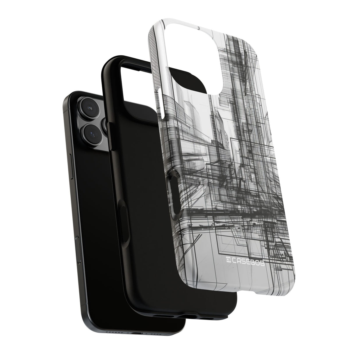 Urban Complexity: Black Lines Design - for iPhone 16