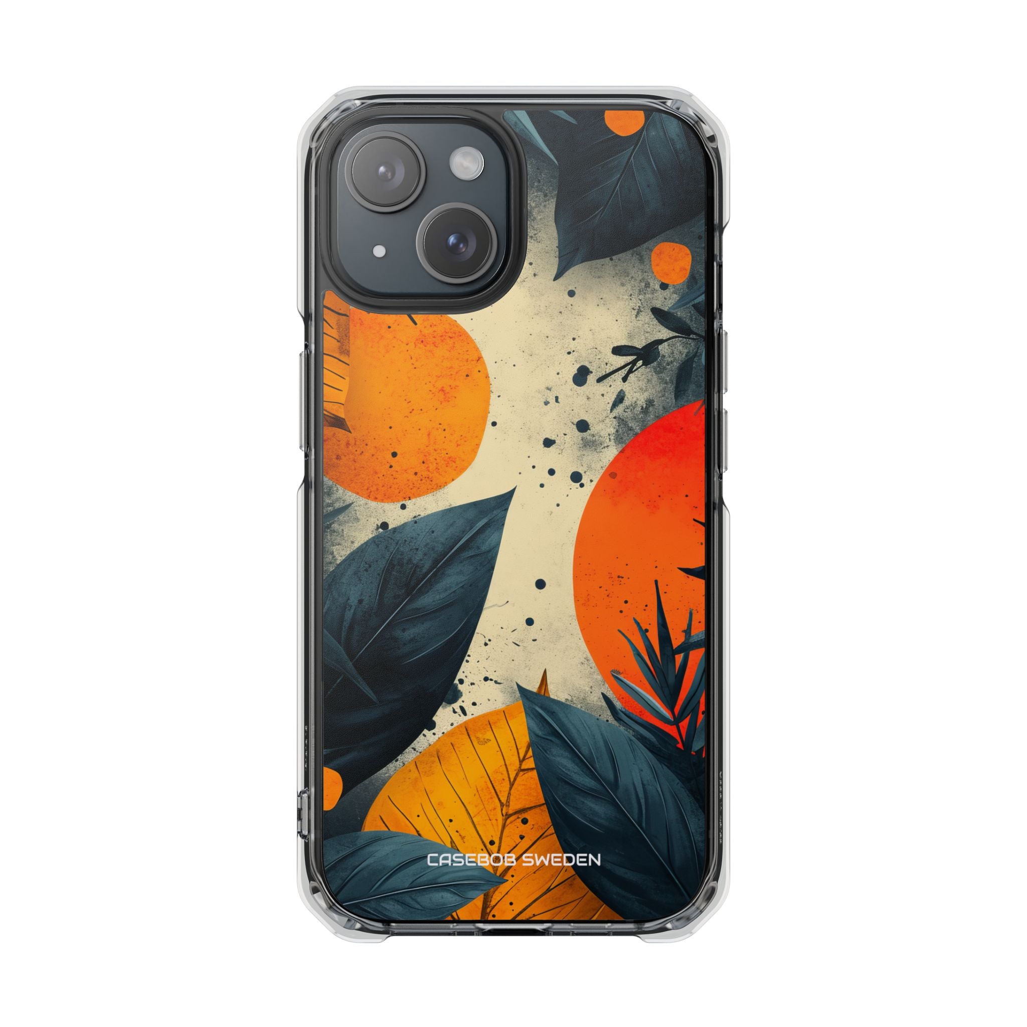 Tropical Blue Leaves - Clear Impact iPhone 15 Phone Case