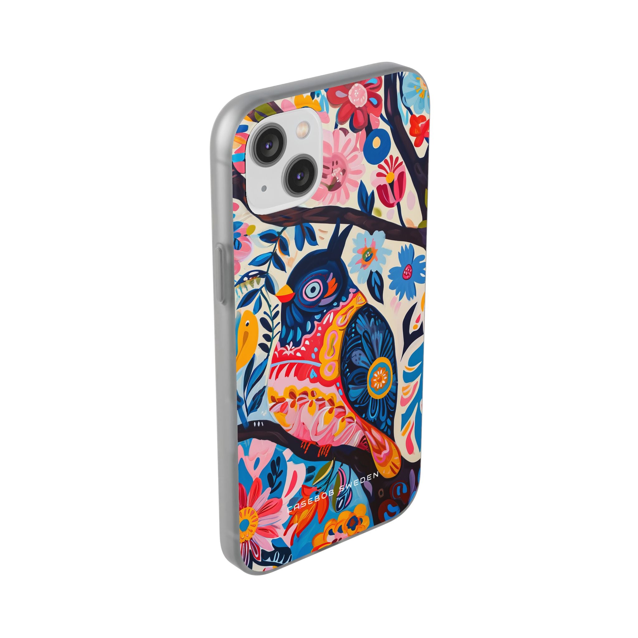 Whimsical Vintage Owl with Floral Charm iPhone 14 - Flexi Phone Case