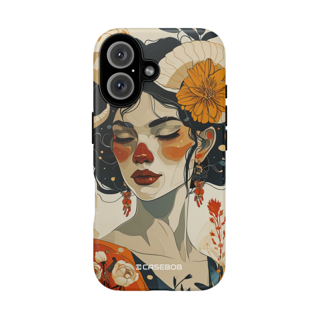 Mythical Serenity: Floral Ram Goddess - for iPhone 16