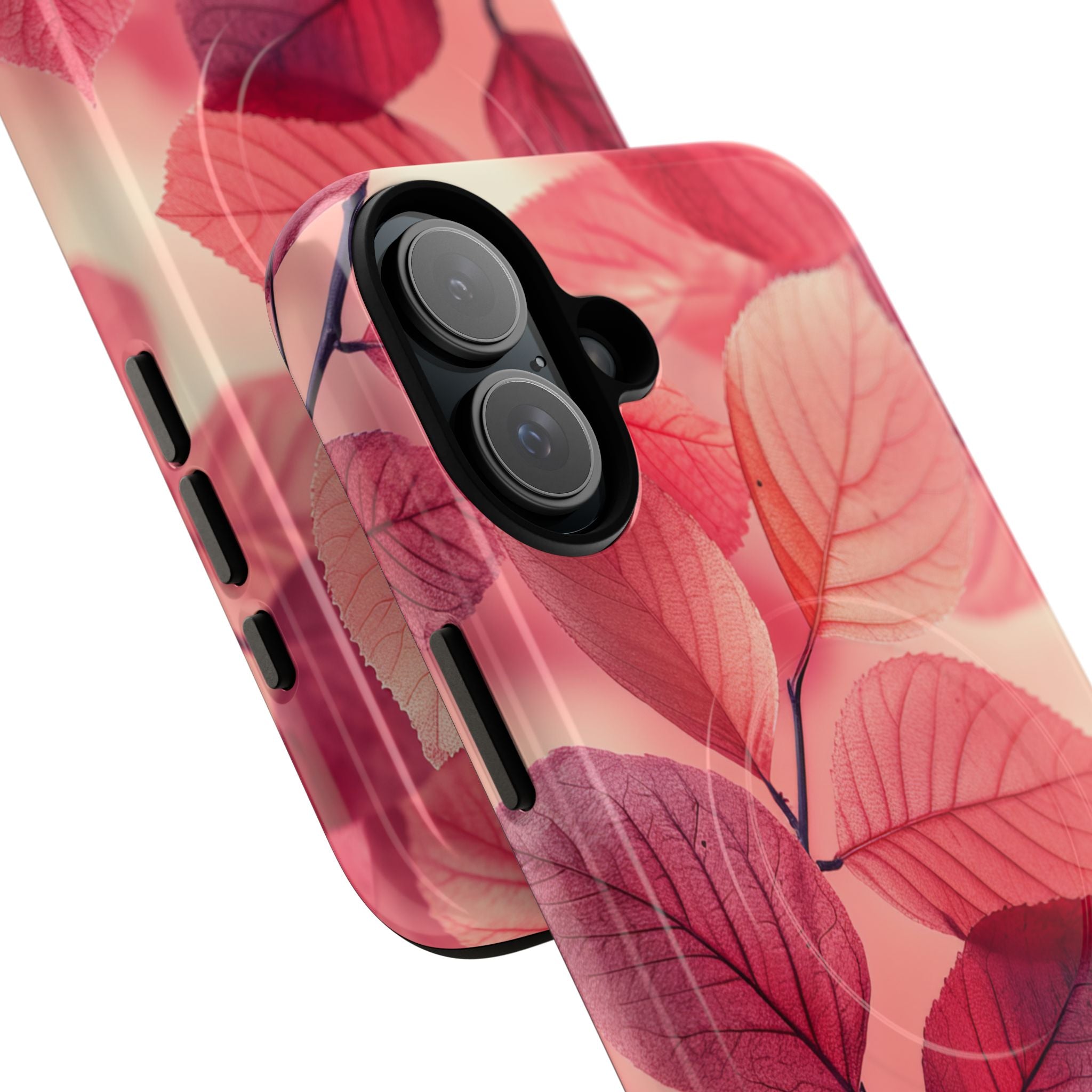 Elegant Pink Leaves iPhone 16 | Tough+ Phone Case