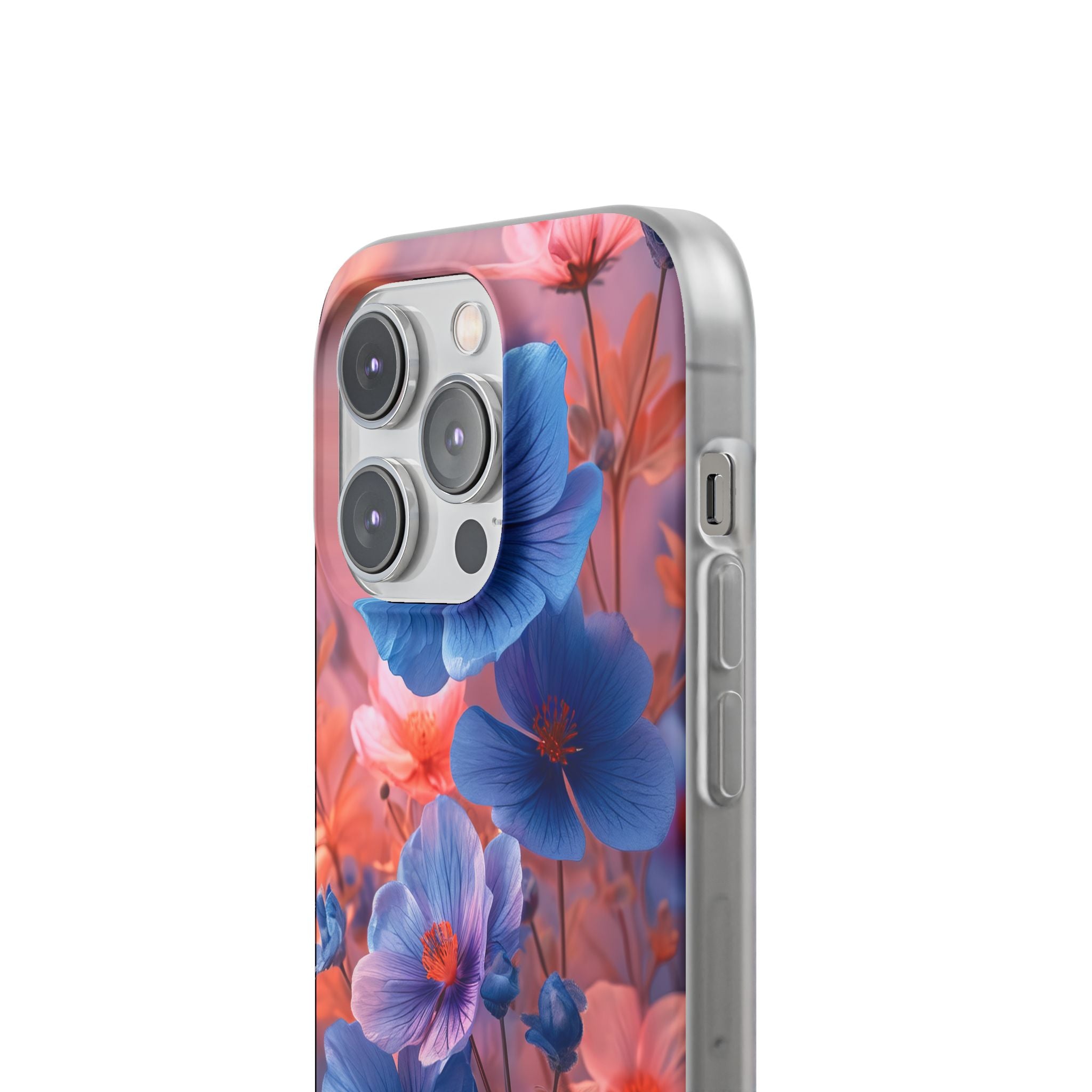 Blue Peach Blossoms - Flexi iPhone 14 Phone Case