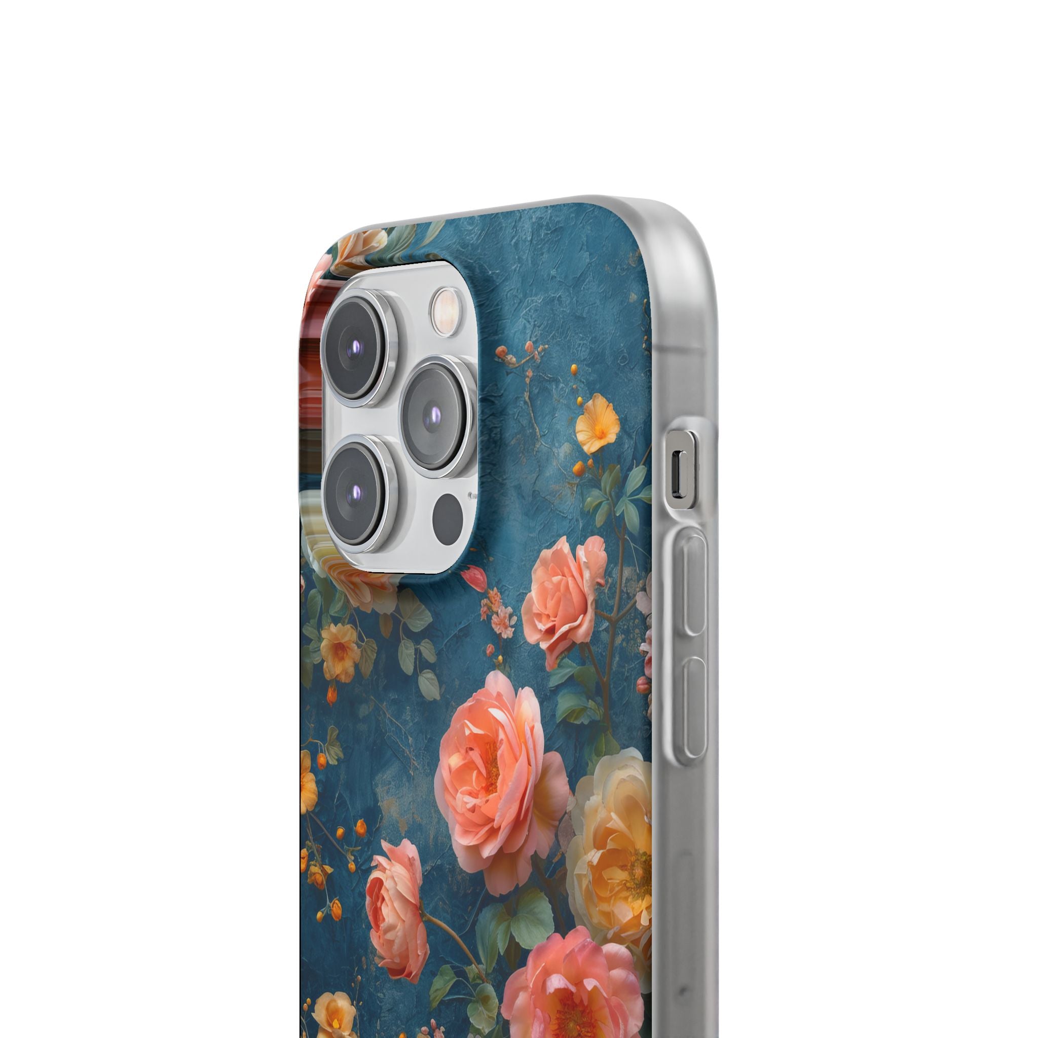 Blue Floral Elegance - Flexi iPhone 14 Phone Case