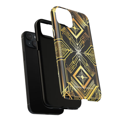 Golden Geometric Opulence iPhone 15 | Tough+ Phone Case