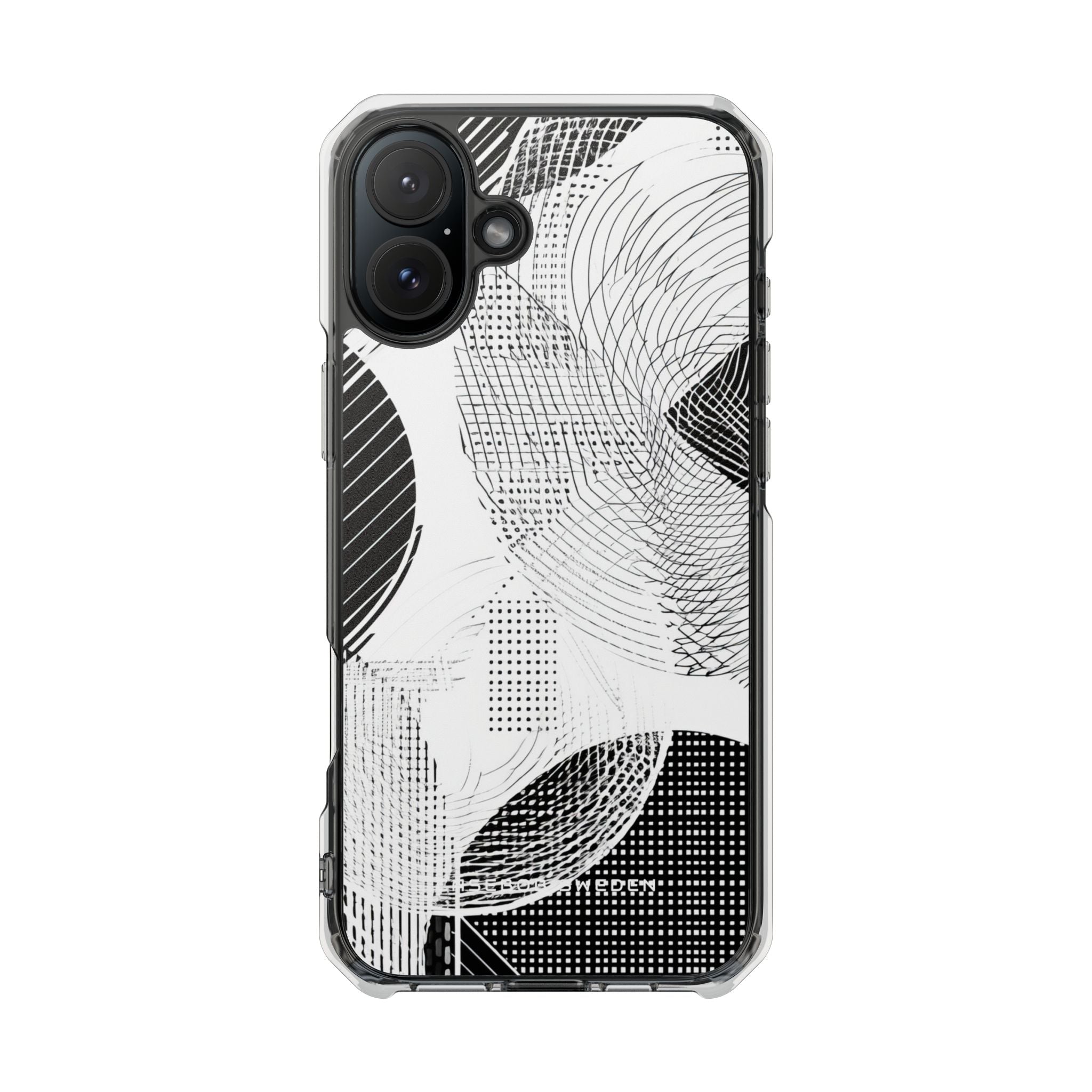 Geometric Monochrome Flow iPhone 16 - Clear Impact Phone Case