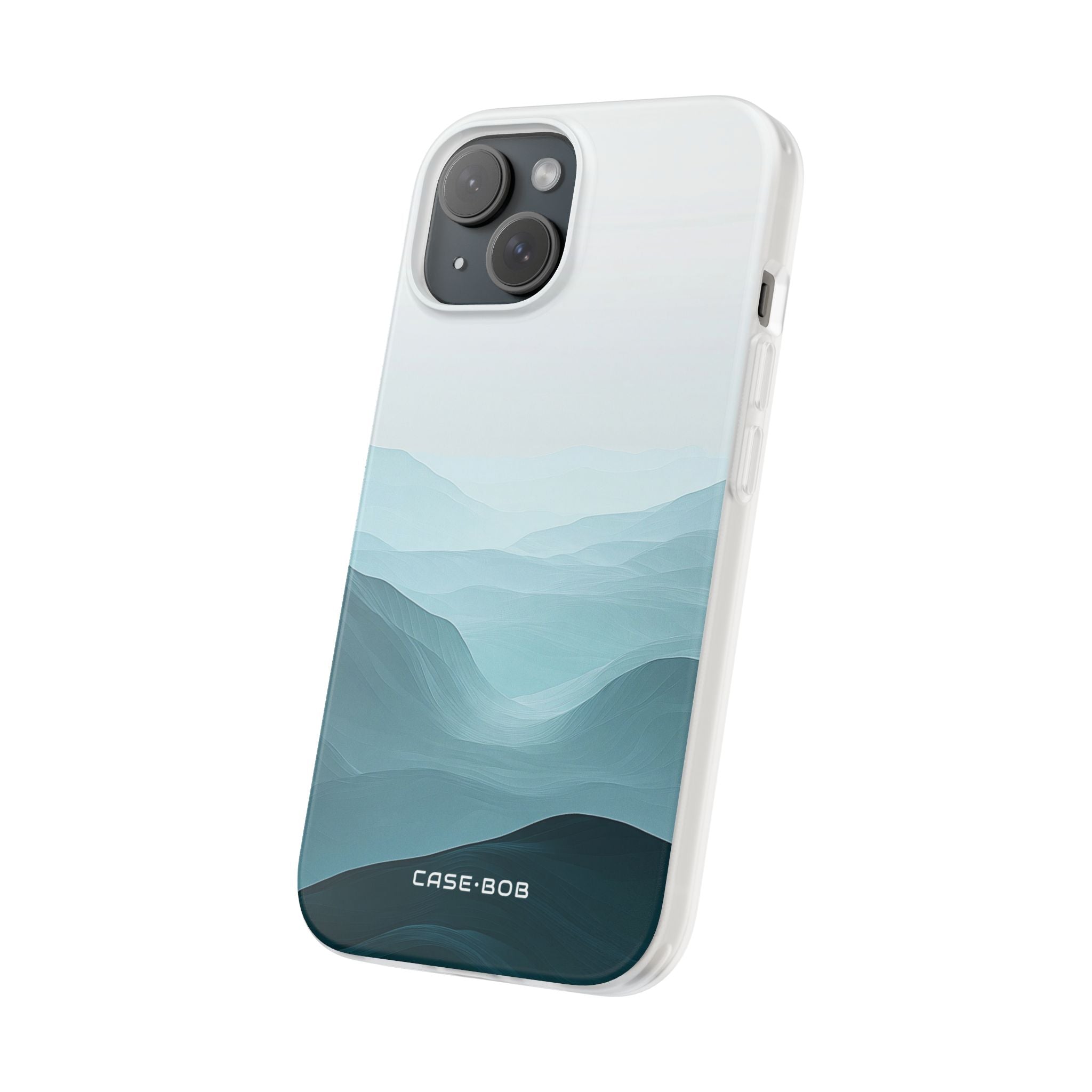 Teal Mist Mountains iPhone 15 Case - Soft