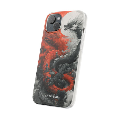Twin Dragons Crimson iPhone 15 Plus Case - Soft