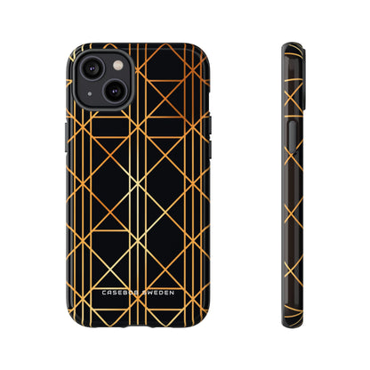 Golden Geometric Elegance iPhone 14 - Tough Phone Case