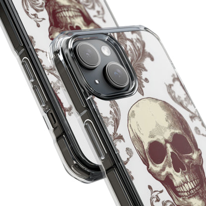 Gothic Skulls and Ornate Foliage iPhone 15 - Clear Impact Phone Case