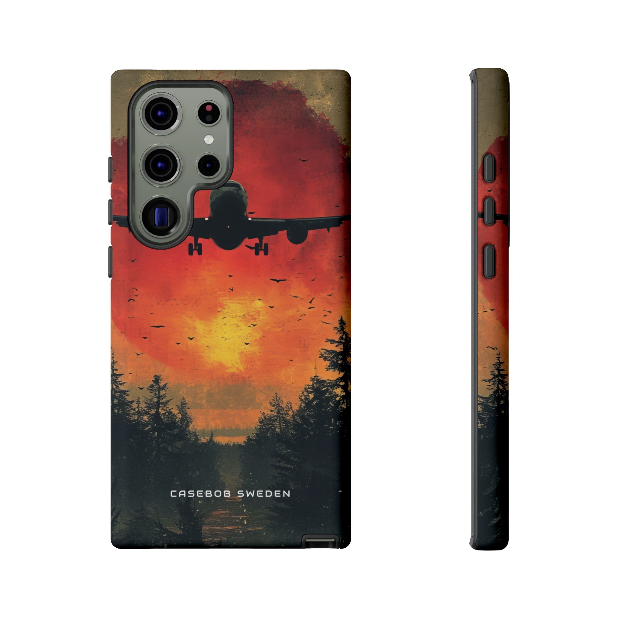 Vintage Sunset Airplane Silhouette Samsung S23 - Tough Phone Case